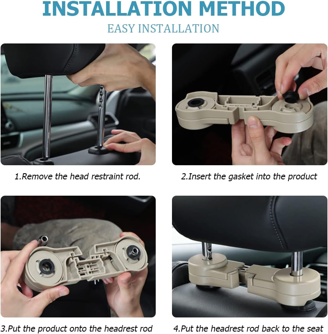 Car seat back headrest hooks