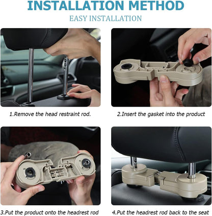 Car seat back headrest hooks