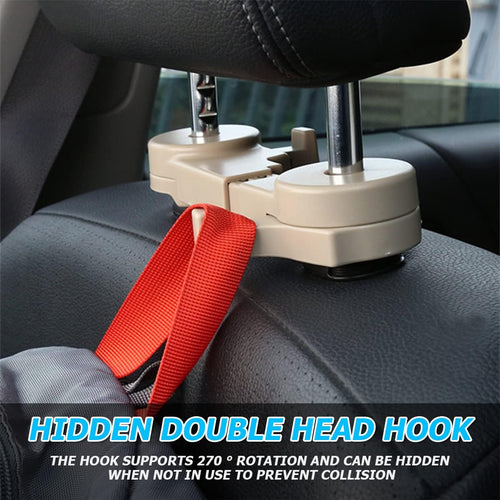 Car seat back headrest hooks